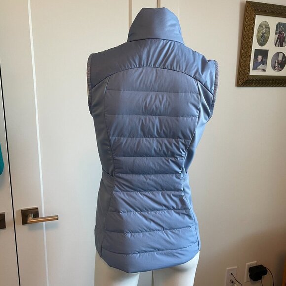 Lululemon Down For It All White Goose Down Fill Full Zip Running Vest Blue Sz 6 - Picture 7 of 15